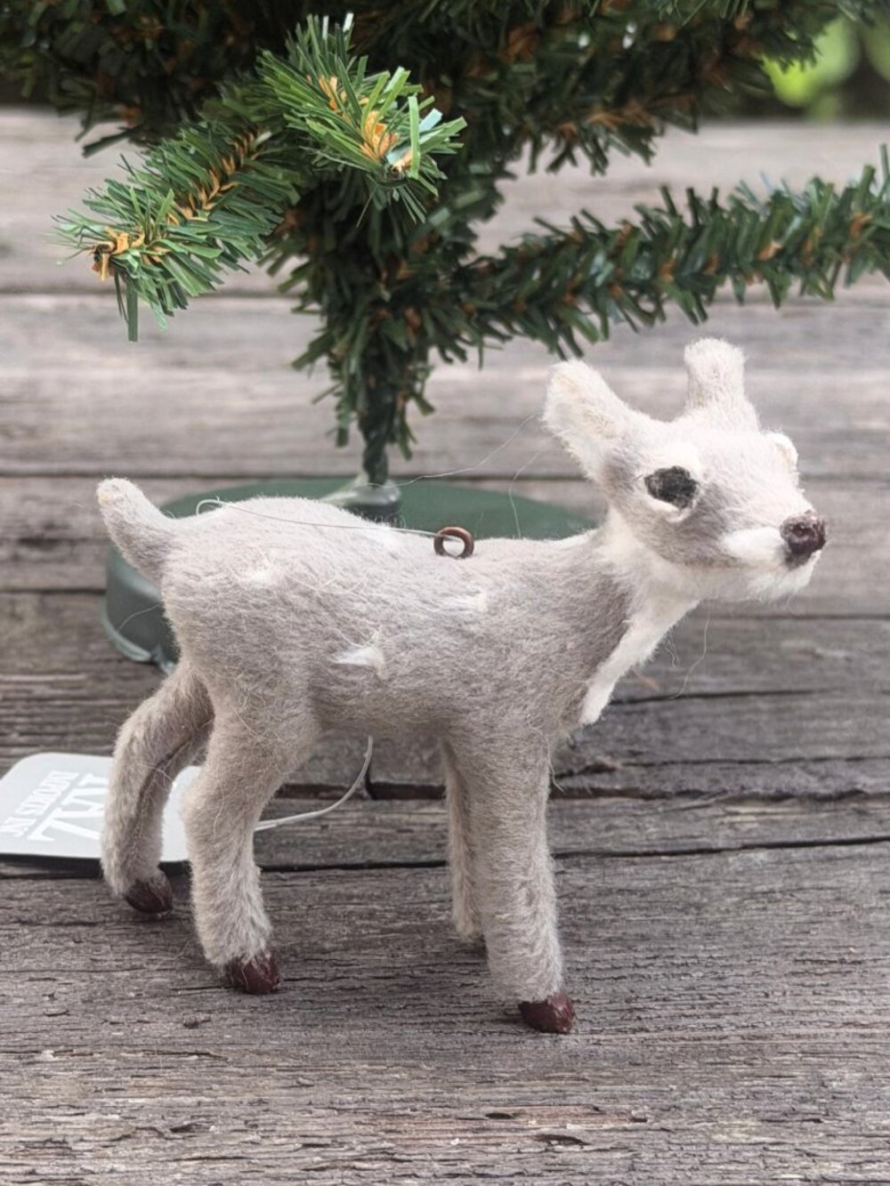 Raz Imports Gray Spotted Fawn Deer Faux Fur Retro Woodland Christmas Ornament